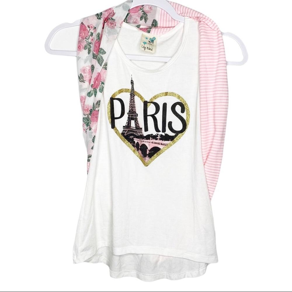 Girls Lily Bleu Paris White Tank with Scarf Medium